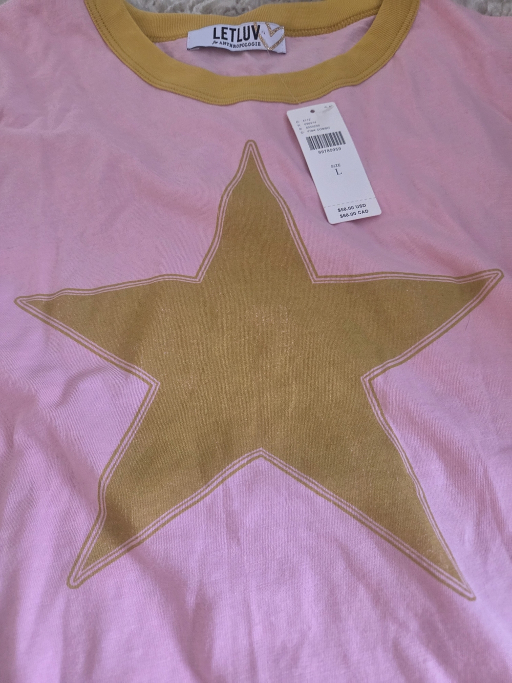 Letluv Pink Short-Sleeve Star Tee with Gold Accent - Picture 4 of 4